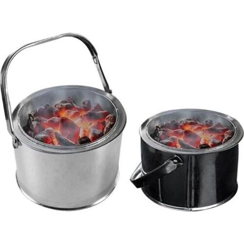 Portable Charcoal Heating Basin Outdoor Fire Pit Outdoor Barbecue Charcoal Grill Stainless Steel Heating Furnace (carton)