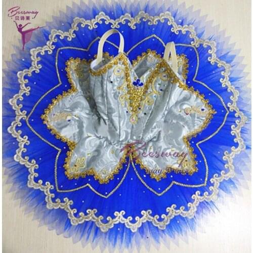 Silver Professional Ballet Tutu dress for women blue yarn Ballet dance Costume