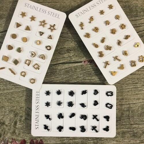 2020 Stainless Steel Earrings Women Men Hip hop Black Star Moon Stud Earrings Fashion Jewelry Best Gift for Friend Girl Earrings