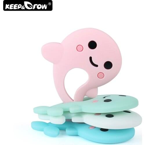 Keep&Grow 10pc Silicone Dolphin Baby Teethers DIY Necklace Making Accessories BPA Free Silicone Beads Teething Toy Baby Products