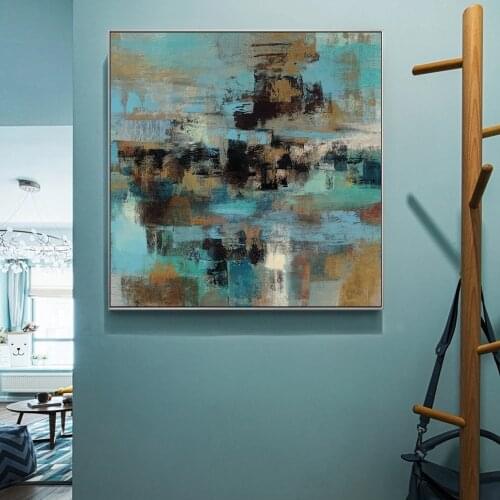 Modern Pop Wall Graffiti Art Painting Abstract Turquoise Wall Art Canvas Prints Blue And Green Cuadros Pictures For Living Room