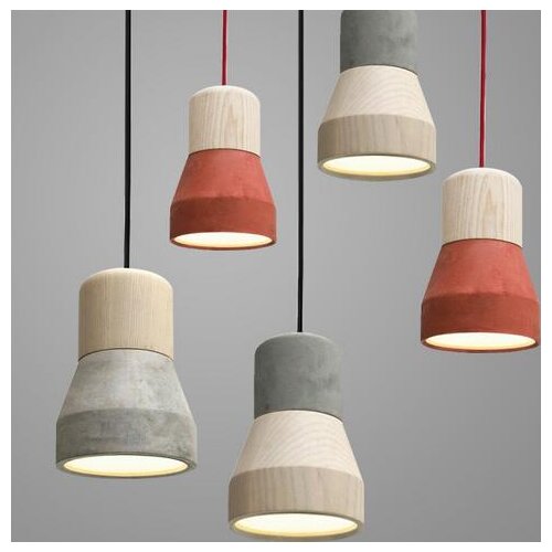 Modern led Pendant Lights Restaurant Creative Individuality Simple Solid Wood Cement Small Pendant Lamp