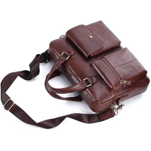 Men Travel Handbag Brand Mens Genuine Leather Bag 14 inch Computer/Office Laptop Bags for Men Briefcases Male Messenger Bags