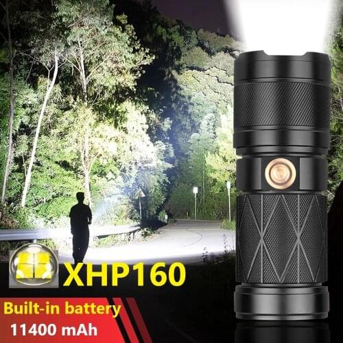 Powerful XHP160 LED Flashlight Torch Built-in Battery Rechargeable Tactical Flashlight XHP90.2 USB Type-C High Power Flash light