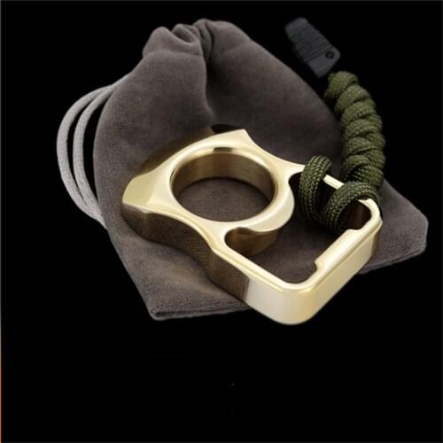 Outdoor Tactical EDC Self-defense Brass Bottle opener CNC carved manual outdoor tools single finger buckle