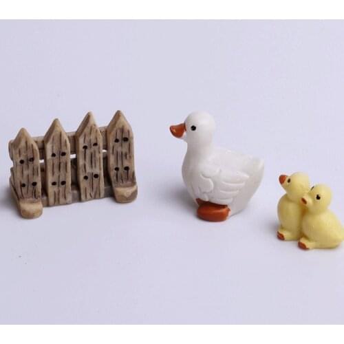 Duck / Fence Set Miniature Fairy Garden Ornament Decoration Home Decor Gnome Decor Resin Crafts Bonsai Terrarium Figurine