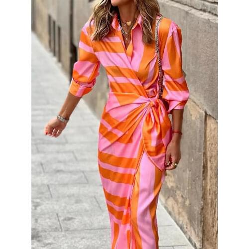 Vintage Autumn Print Drawstring Long Dress Women Fashion V Neck Half Sleeve Dresses Ladies Elegant New Pattern Loose Party Dress