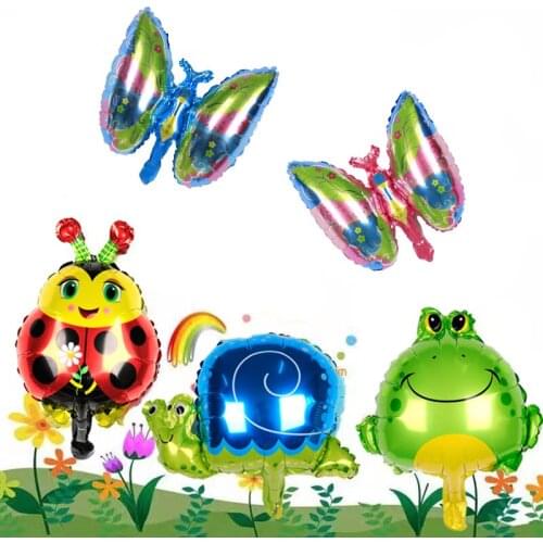 5pcs/set Mini Insect Cartoon Butterfly frog Aluminum Foil Balloon Outdoor Activities Kid Toy baby shower Birthday Party Decor