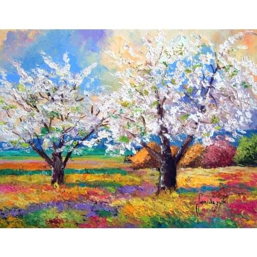 High quality Oil painting Canvas Reproductions Orchard in flowers By Jean Marc Janiaczyk hand painted