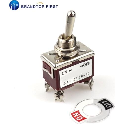 12mm High Quality spring return ON-OFF toggle switch 4PIN 2position 15A 250VAC