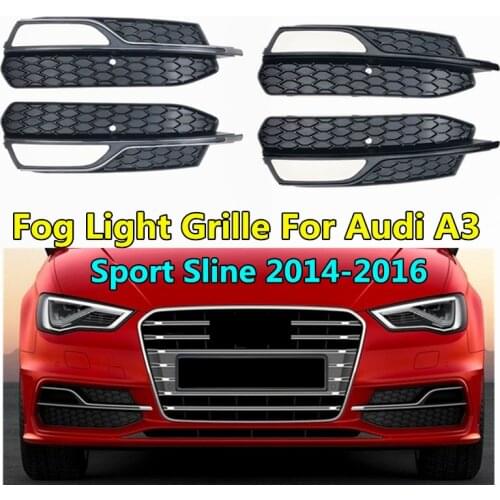 WL 2pcs Car-styling Front Lower Bumper Racing Grills Fog Light Grille For Audi A3 Sport SLine S3 2014 2015 2016 FogLamp Frame