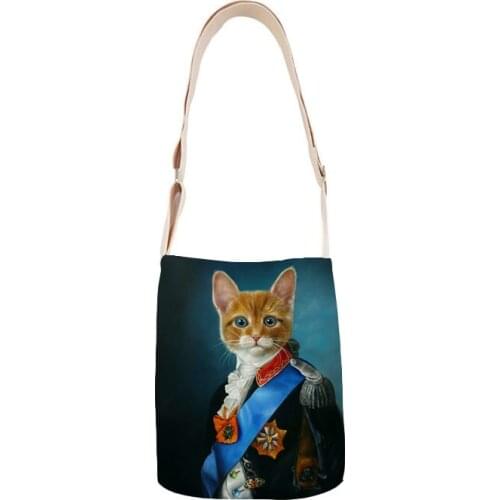 Oil painting dog ladies cotton and linen handbag mini bag simple mini messenger bag casual messenger bag