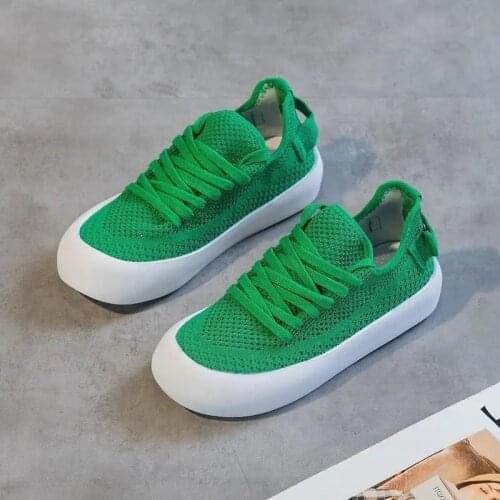 Womens Knitted Net Shoes Breathable Mesh Womens Outdoor Light-soled Flat Shoes Round Toe Vulcanized Shoes Women Shoes