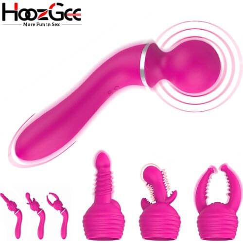 10 Speeds G Spot Vibrator for Women Powerful Magic Wand With 3 Replaceable Caps Clitoris Stimulate AV Stick Sex Toys for Adult