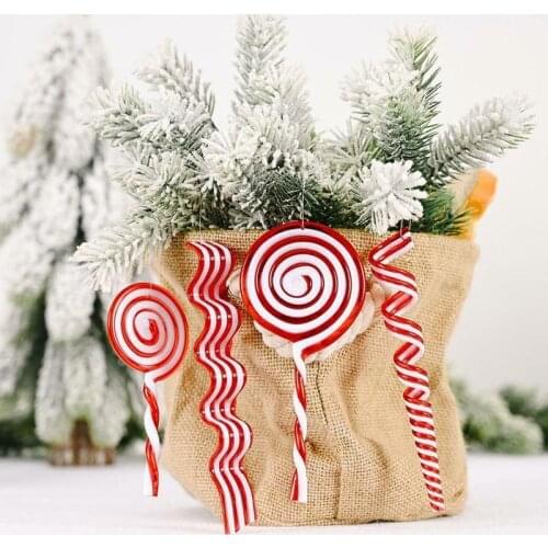 3D Christmas Candy Cane Charms Pendant Hanging Ornaments for Christmas Tree New Year Navidad Party Home Decoration Jewelry