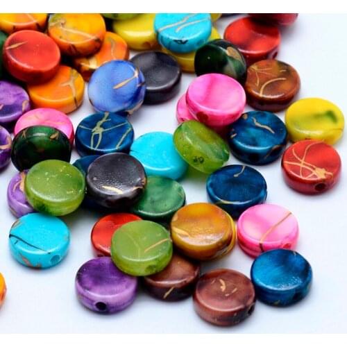 Pandahall Approx 2000pcs/500g 9x3.5mm Drawbench Acrylic Beads Spray Painted Flat Round Colorful Bead Hole: 1mm Wholesales