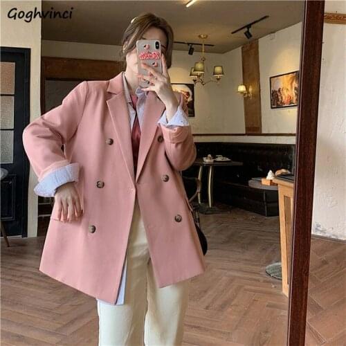Blazers Women Solid Sweet Elegant Baggy Casual All-match Notched Long Sleeve Korean Version Simple Female Clothing Harajuku Chic