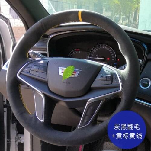 Black Steering Wheel Cover For Cadillac CT4 CT5 CT6 XT4 XT5 XT6 ATS-L XTS CTS EXT SRX XLR Suede Leather Car Interior Goods
