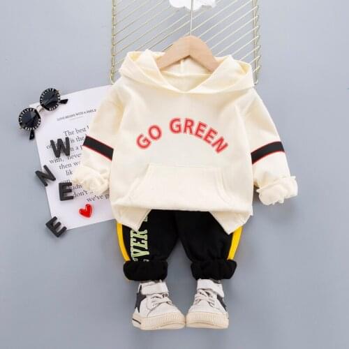 Baby Boys Hooded Clothes Set 2021 Spring Autumn Cotton Casual Kids Letter Tracksuit 1 2 3 4 Years Children Outfits