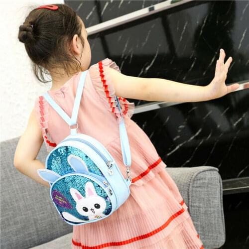 Baby Children Girls Bling Bling Backpack Cat Bag Sequins School Bag Small Ears Backpack