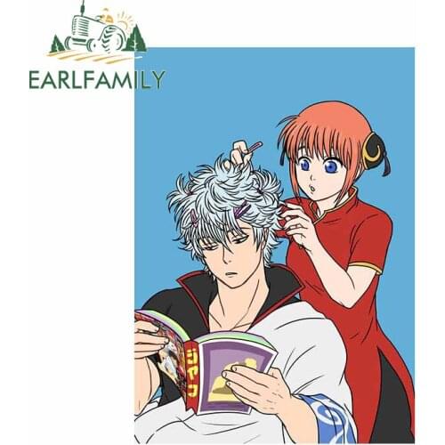 EARLFAMILY 13cm x 9.5cm For GINTAMA Anime Car Stickers Waterproof Decal Scratch-proof Personality Creative Graffiti Decoration