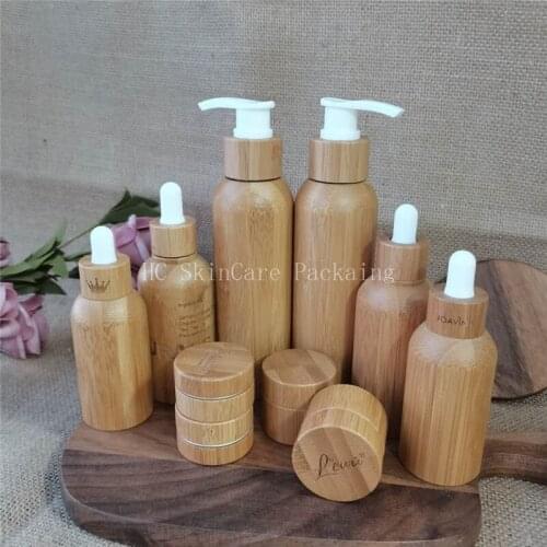 100pcs/lot 15ml 30ml 50ml All bamboo essential oil Spray perfume Bottles 1oz Wooden Pipette Bottles Luxury Packaging