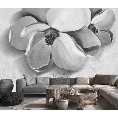 Custom wallpaper Modern cement gray floral rose Murals Living Room TV Sofa Background Wall wall papers home decor