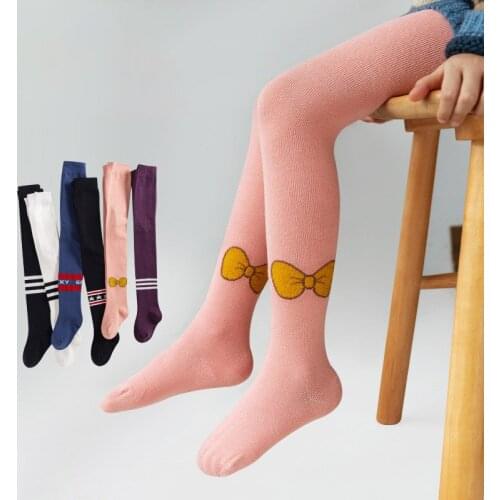 Cotton Tights for Girls Spring Autumn Cute Bow Embroidery Children Pantyhose Elastic Baby Girls Tights Kids Stocking 2-14 Yrs
