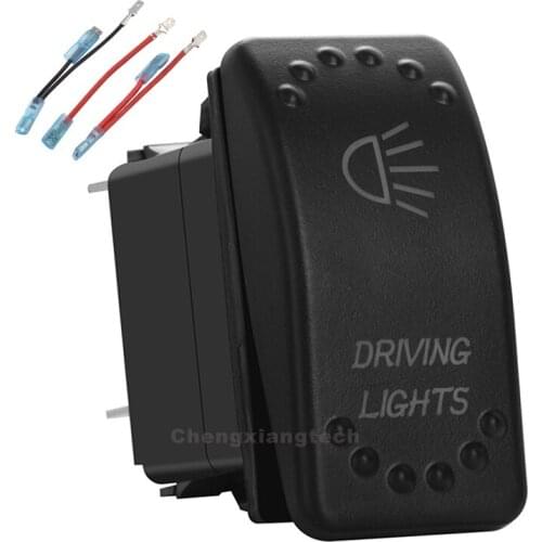 Driving Lights White Led Rocker Switch 5 Pins Single Pole Single Throw ON/OFF For Car Boat Waterproof 12v/24v + Jumper Wires Set