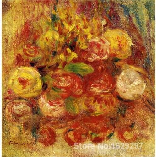Art reproductions canvas Flowers in a Vase with Blue Decoration Pierre Auguste Renoir painting Hand-painted High quality