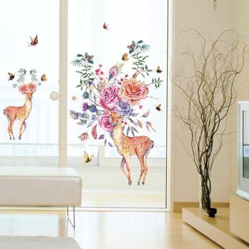 Artistic creative sika deer wall sticker PVC Material DIY wall decal For Living room Childrens room bedroom wall decor sticker