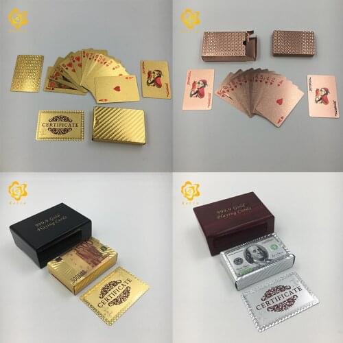 24K Gold/sliver Foil Playing Cards Poker colored 100 USD or Mosaic poker for promotional gifts and game palying