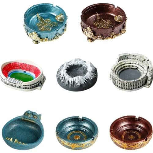 Ceramic Cigarette Ashtray Tabletop Desktop Round Smoking Ash Tray Holders for Home Hotel Restaurant