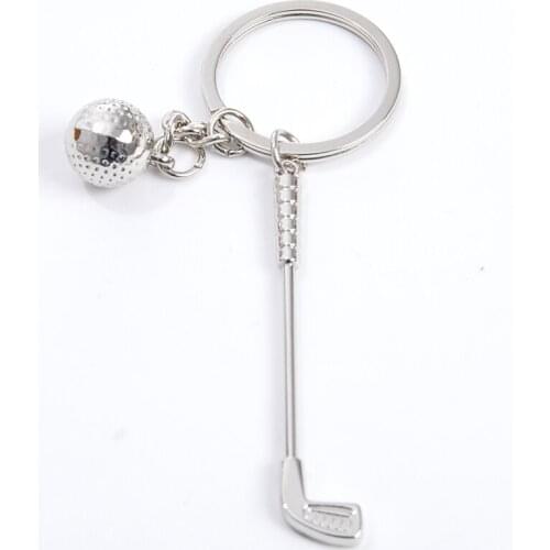 Creative Cute Alloy Silver Golf Club Ball Key Ring For Bag Purse Pendant Decoration Golf Car Phone Key Chain Craft Gift Souvenir