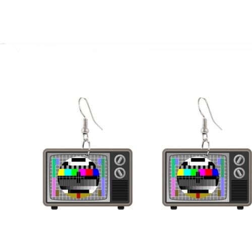 Creative Vintage Acrylic Television Drop Earrings for Women Girl Handmade TV Dangle Earrings Funny Jewelry Gift