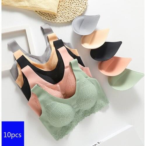 10pcs Latex Bra Seamless Bras For Women With Pad