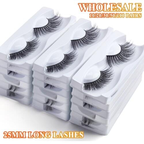 MAGEFY 25mm lashes 10/20/30/50/100 Pairs Wholesale 25 mm Mink Eyelashes In Bulk Dramatic Long False Eye lashes Makeup faux cils