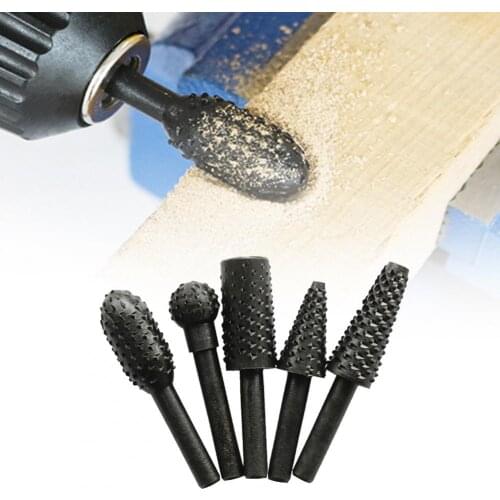 5Pcs/10Pcs Rotating Burr Set Drill Bits Corrosion Resistant Drill Grinder Wood Carving File Rasp Drills for Electric Ginder