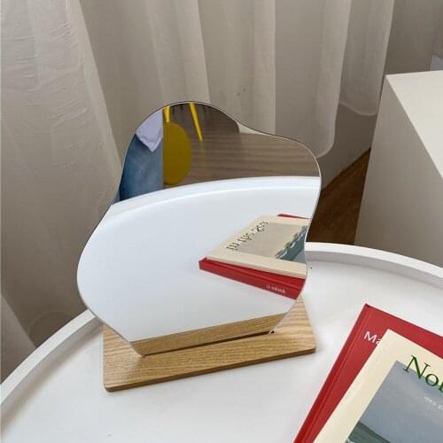 Table Decorative Mirrors Ins Irregular Make Up Mirror Star Shape Acrylic Lens Wooden Base Maquillaje Beauty Tools Makeup Mirror