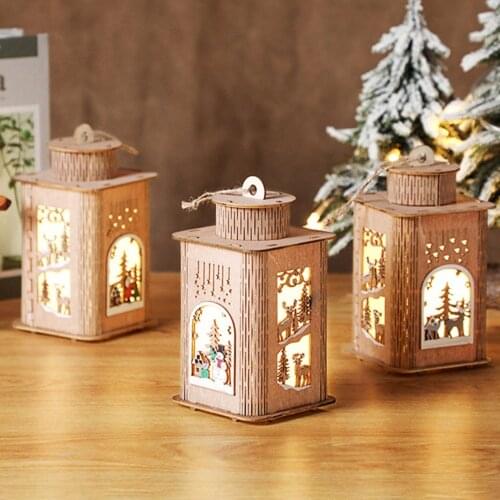 Painted Christmas lights, wooden home lighting, candle table, decoration, table lamp accessories, 2021