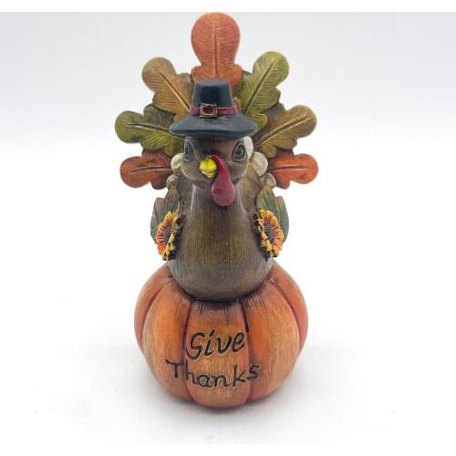 Resin Thanksgiving Pumpkin Turkey Statue Indoor Outdoor Collectible for Autumn Fall Harvest Lawn Patio Home Tabletop Decor Gift