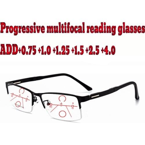Progressive Multifocal Anti Blue Light Reading Glasses Business Men Women High Quality Tr90+1.0 +1.5 +1.75 +2.0 +2.5 +3 +3.5 +4