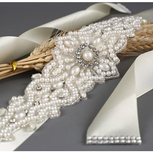 Handmade Pearls Wedding Belt Elegant Ivory Bridal Belt Strap Pearl Fancy Belt for Woman Wearing Belts Width Beads Bridal Belt