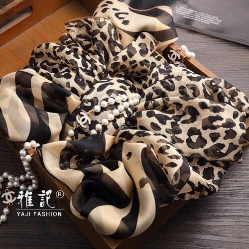 100% silk scarf ladies soft and elegant all seasons Brown zebra leopard scarf shawl long shawl spring autumn winter summer