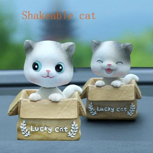 Cute Car Ornament Automotive Dashboard Decor Ornament Shaking Head Cat Toys Gift Car Accessories Interior Doll Auto Decoration