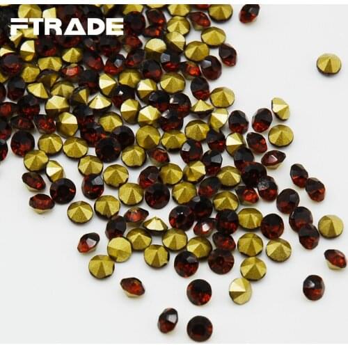 SS4-SS20 Tea Color China AAA Shine Crystal Point Back Rhinestones Chaton Glue Beads Stones Wedding Dress DIY