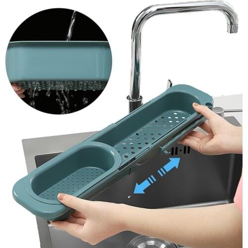 Telescopic Sink Drain Shelf Kitchen Soap Dishcloth Sponge Storage Rack Retractable Bathroom Faucet Sink Sundries Organizer Case