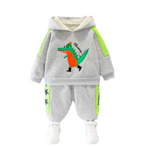 New Winter Outfits Baby Girls Clothes Children Boys Cartoon Thick Hoodies Pants 2Pcs/Sets Toddler Casual Costume Kids Tracksuits