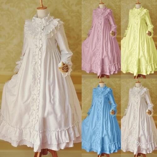 Vintage Long Medieval Dress Women Medieval Dresses White Retro Renaissance Dress Floor Length Women Cosplay Costume