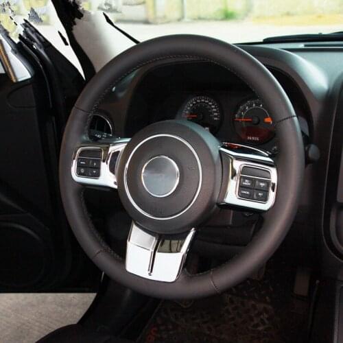 YAQUICKA 3Pcs/set Interior Car Steering Wheel Cover Trim Sticker Styling Fit For Jeep Patriot Compass Wrangler 2011-2015 ABS